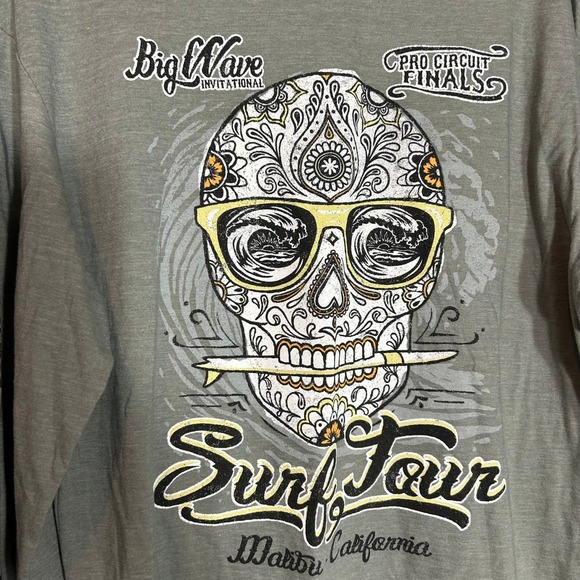 Duck Co. Surf Tour Long Sleeve Graphic Tee Malibu California Skull L - Picture 3 of 5